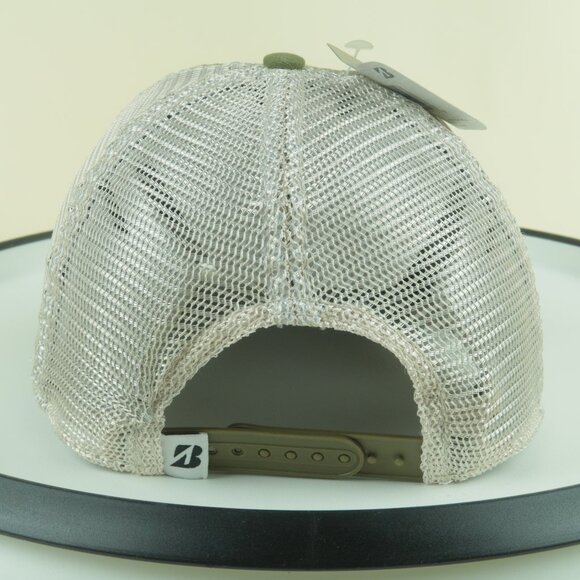 Bridgestone GOlf Retro Logo Trucker Hat Mens Snapback Green White Mesh New - Picture 4 of 5